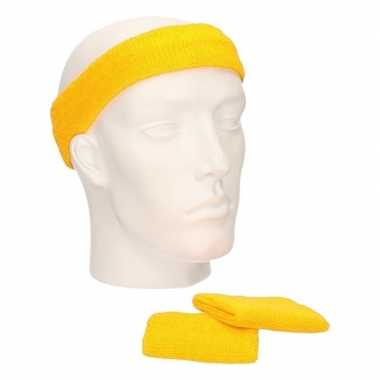 Sportset gele zweetbandjes