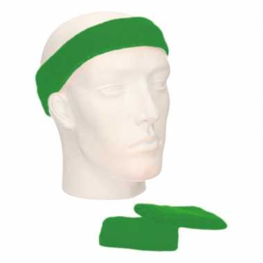 Sportset groene zweetbandjes