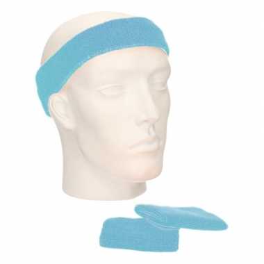 Sportset licht blauwe zweetbandjes