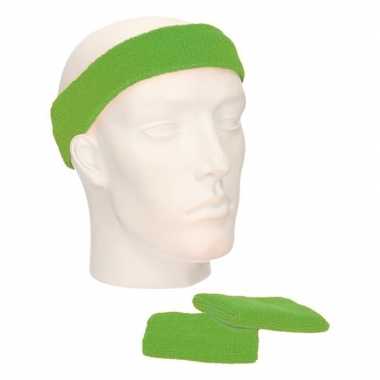 Sportset lime zweetbandjes