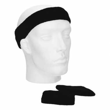 Sportset zwarte zweetbandjes